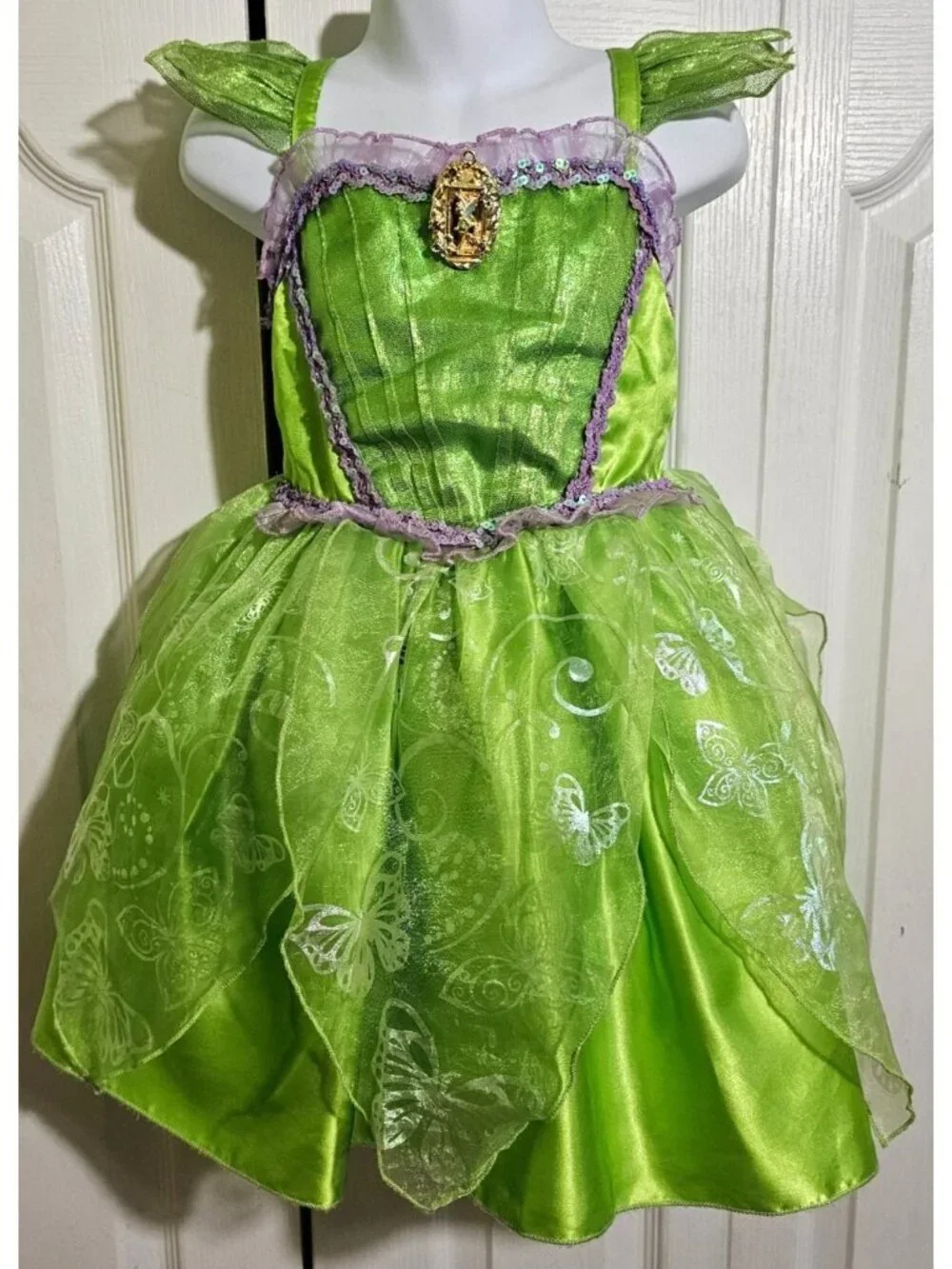 Disney Store Tinkerbell Dress with Light Up Wings Costume Peter Pan Girls 4